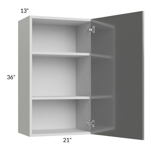 RTA Milan Grey Gloss 21" x 36" Wall Cabinet-Right Hinged