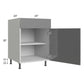 RTA Milan Grey Gloss 24" Base Cabinet (1 door)-Left Hinged with 2 Roll Out Trays
