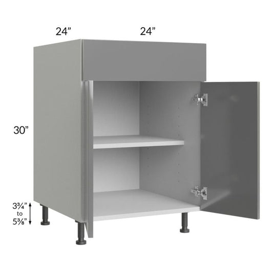 RTA Milan Grey Gloss 24" Base Cabinet with 1 Roll Out Tray