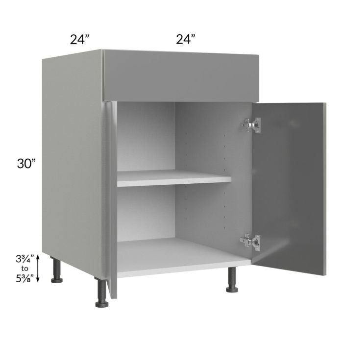 RTA Milan Grey Gloss 24" Base Cabinet with 2 Finished Sides