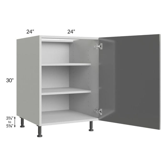 RTA Milan Grey Gloss 24" Full Height Door Base Cabinet (1 door)-Left Hinged with 2 Finished Sides