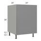 RTA Milan Grey Gloss 24" Full Height Door Base Cabinet (1 door)-Right Hinged with 1 Roll Out Tray