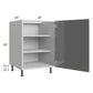 RTA Milan Grey Gloss 24" Full Height Door Base Cabinet (1 door)-Right Hinged with 1 Roll Out Tray