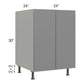 RTA Milan Grey Gloss 24" Full Height Door Base Cabinet with 1 Finished Side and 1 Roll Out Tray