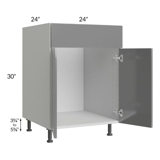 RTA Milan Grey Gloss 24" Sink Base Cabinet with 2 Finished Sides and Sink Tilt-Out