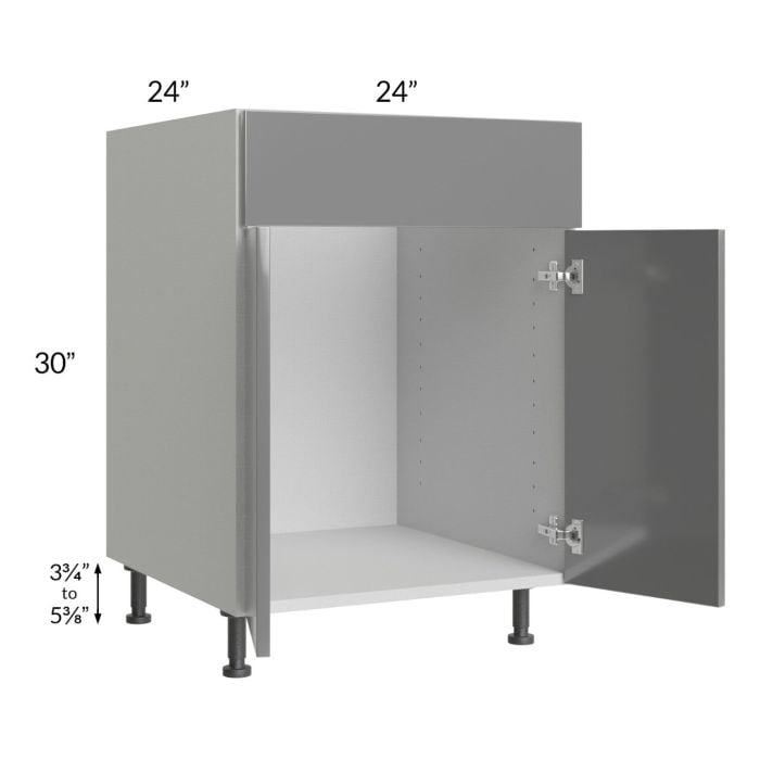 RTA Milan Grey Gloss 24" Sink Base Cabinet with 2 Finished Sides