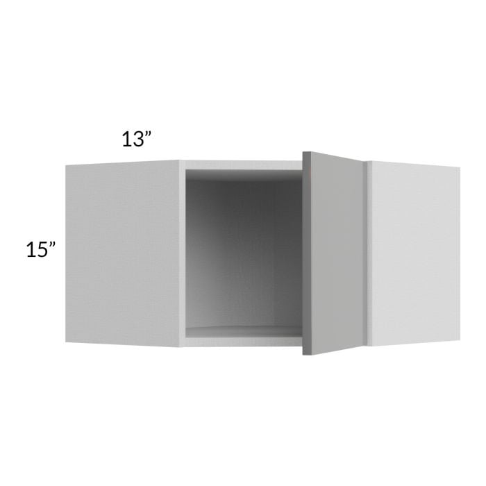 RTA Milan Grey Gloss 24" x 15" Diagonal Corner Wall Cabinet-Left Hinged with 1 Finished Side