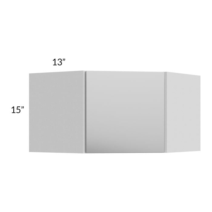 RTA Milan Grey Gloss 24" x 15" Diagonal Corner Wall Cabinet-Right Hinged with 1 Finished Side