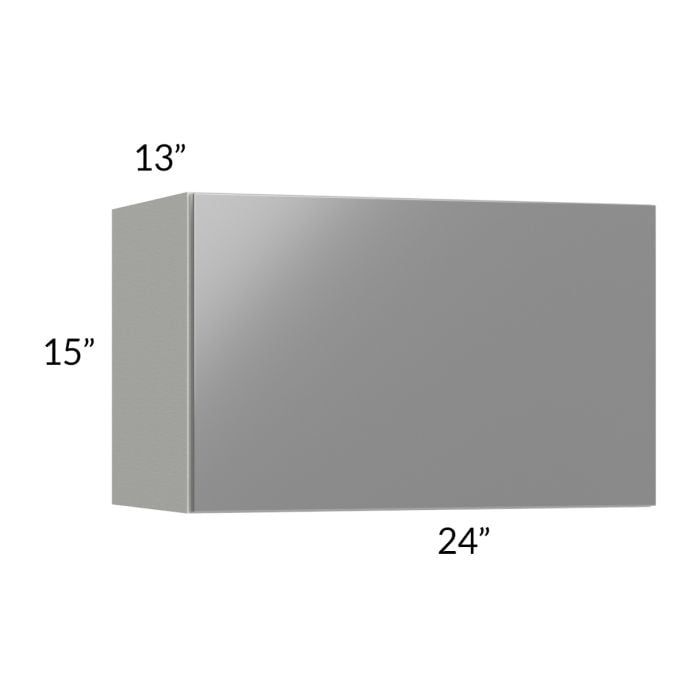 RTA Milan Grey Gloss 24" x 15" Lift-Up Door Wall Cabinet with 1 Finished Side