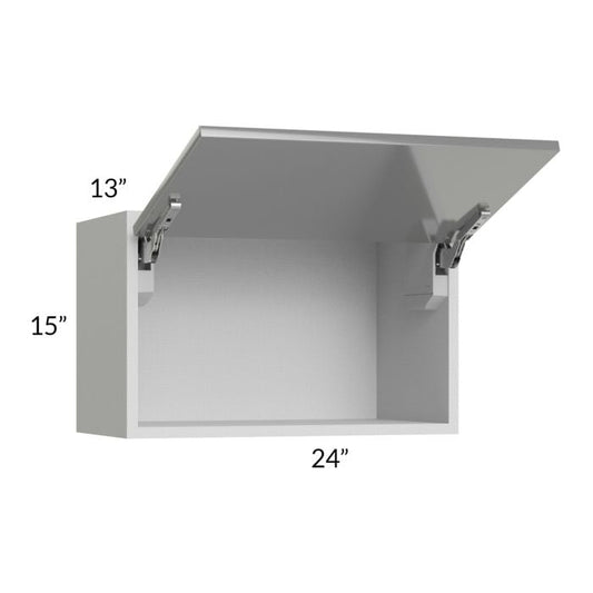 RTA Milan Grey Gloss 24" x 15" Lift-Up Door Wall Cabinet with 1 Finished Side