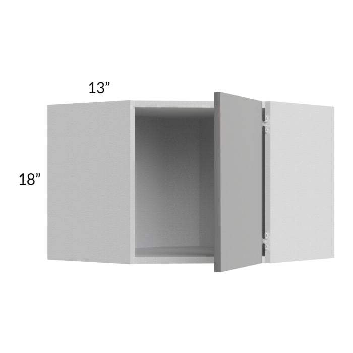 RTA Milan Grey Gloss 24" x 18" Diagonal Corner Wall Cabinet-Left Hinged