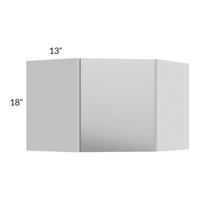 RTA Milan Grey Gloss 24" x 18" Diagonal Corner Wall Cabinet-Right Hinged with 1 Finished Side