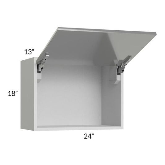 RTA Milan Grey Gloss 24" x 18" Lift-Up Door Wall Cabinet with 1 Finished Side