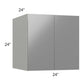RTA Milan Grey Gloss 24" x 24" x 24" Wall Cabinet with 1 Finished Side