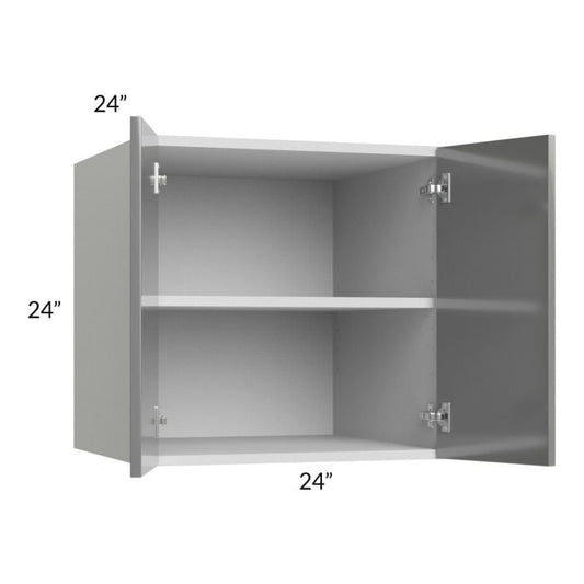 RTA Milan Grey Gloss 24" x 24" x 24" Wall Cabinet with 1 Finished Side