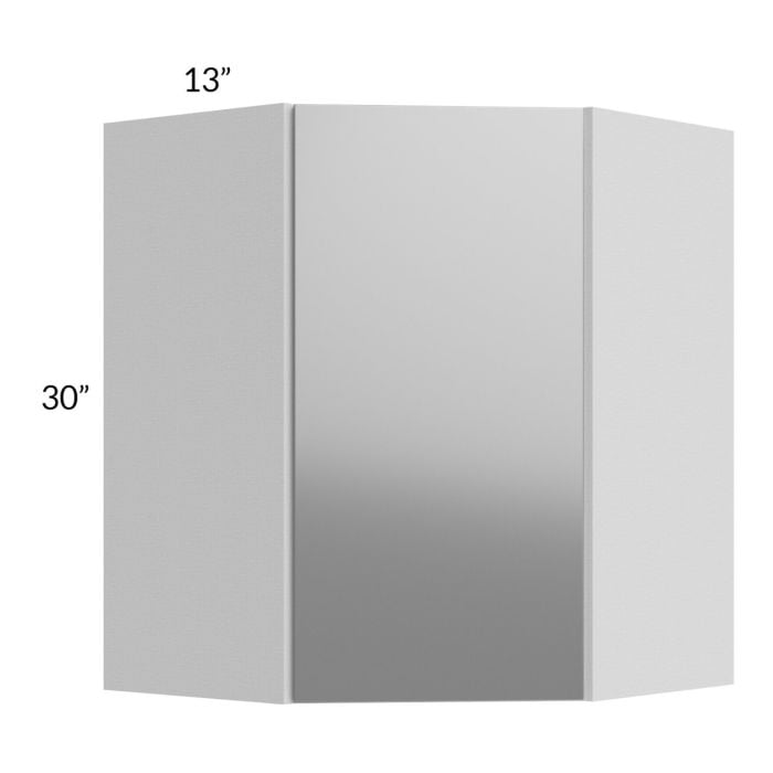 RTA Milan Grey Gloss 24" x 30" Diagonal Corner Wall Cabinet-Left Hinged with 1 Finished Side