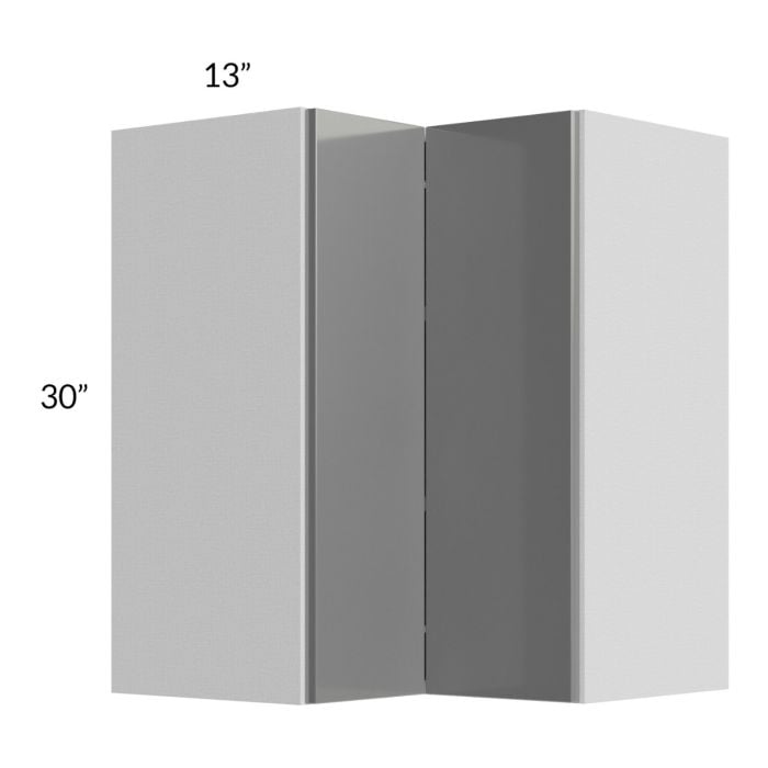 RTA Milan Grey Gloss 24" x 30" Square Corner Wall Cabinet-Left Hinged with 1 Finished Side
