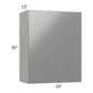 RTA Milan Grey Gloss 24" x 30" Wall Cabinet (1 door)-Left Hinged