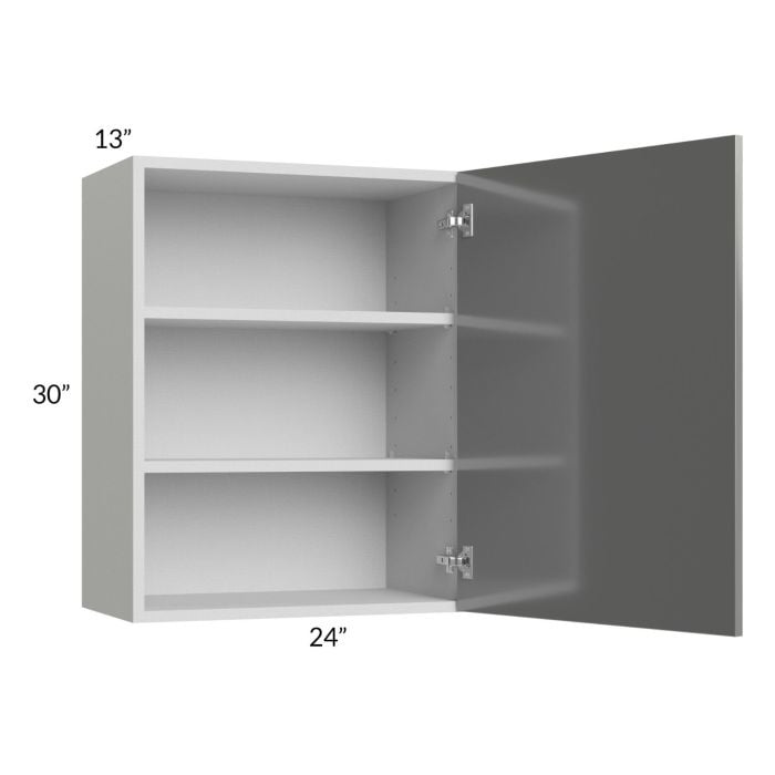 RTA Milan Grey Gloss 24" x 30" Wall Cabinet (1 door)-Right Hinged