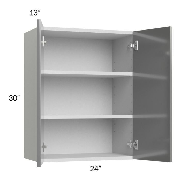 RTA Milan Grey Gloss 24" x 30" Wall Cabinet with 2 Finished Sides