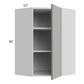 RTA Milan Grey Gloss 24" x 36" Diagonal Corner Wall Cabinet-Left Hinged with 1 Finished Side