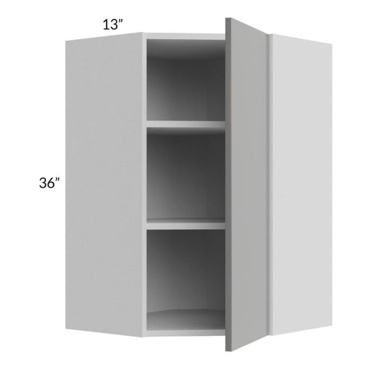 RTA Milan Grey Gloss 24" x 36" Diagonal Corner Wall Cabinet-Left Hinged
