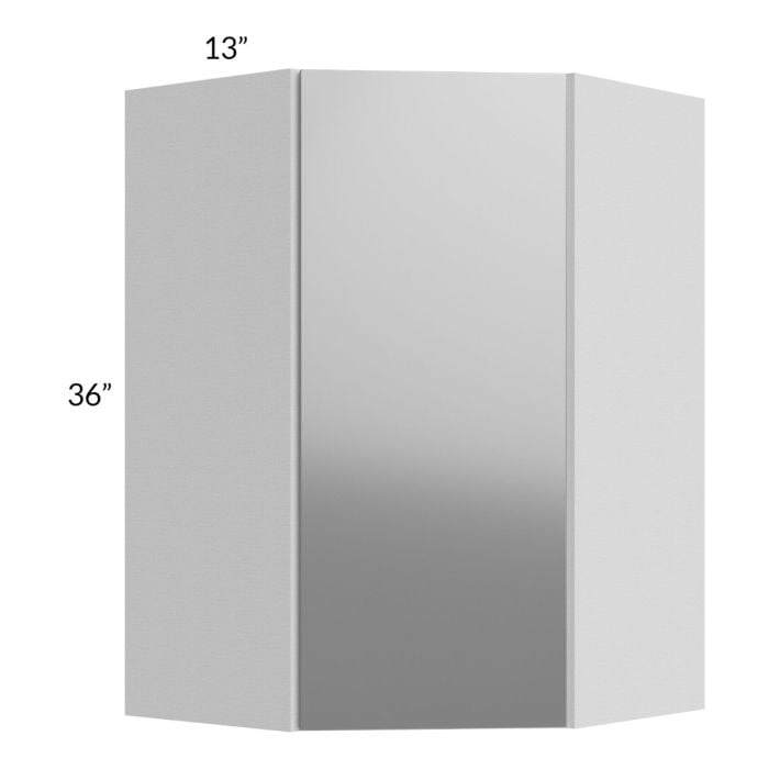 RTA Milan Grey Gloss 24" x 36" Diagonal Corner Wall Cabinet-Right Hinged with 1 Finished Side