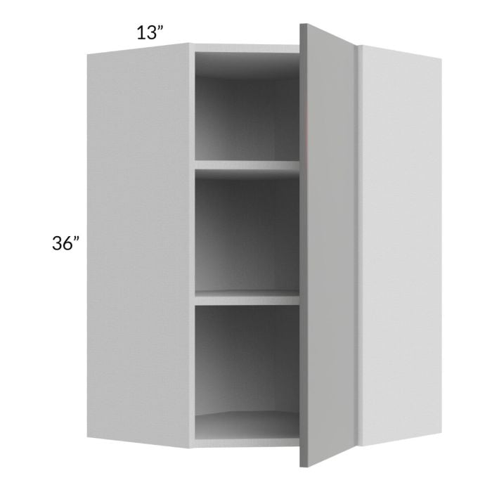 RTA Milan Grey Gloss 24" x 36" Diagonal Corner Wall Cabinet-Right Hinged