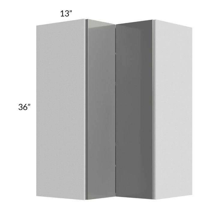 RTA Milan Grey Gloss 24" x 36" Square Corner Wall Cabinet-Left Hinged with 1 Finished Side