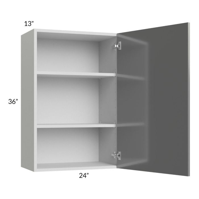 RTA Milan Grey Gloss 24" x 36" Wall Cabinet (1 door)-Left Hinged