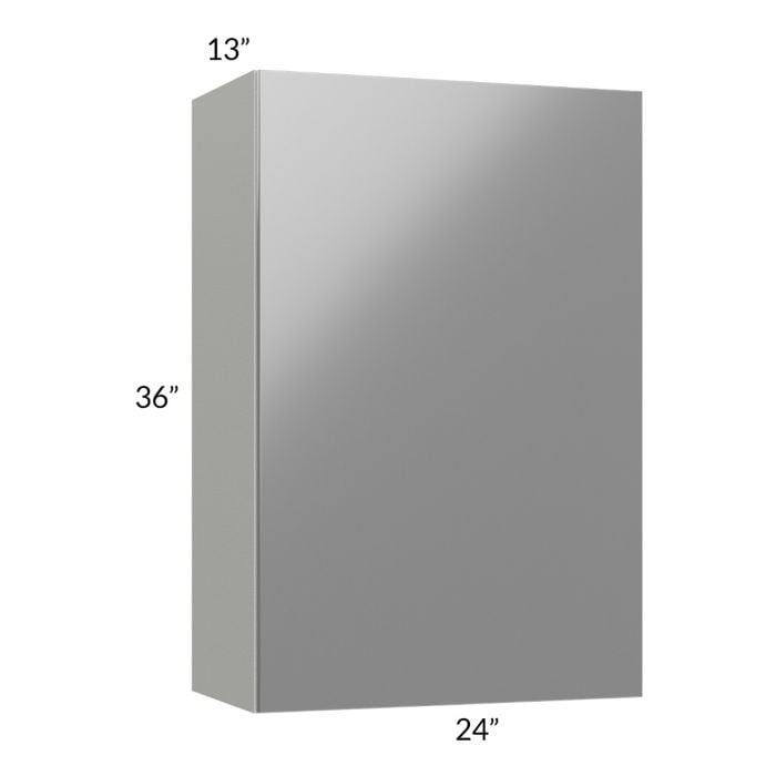 RTA Milan Grey Gloss 24" x 36" Wall Cabinet (1 door)-Right Hinged with 2 Finished Sides