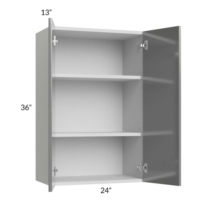 RTA Milan Grey Gloss 24" x 36" Wall Cabinet with 2 Finished Sides