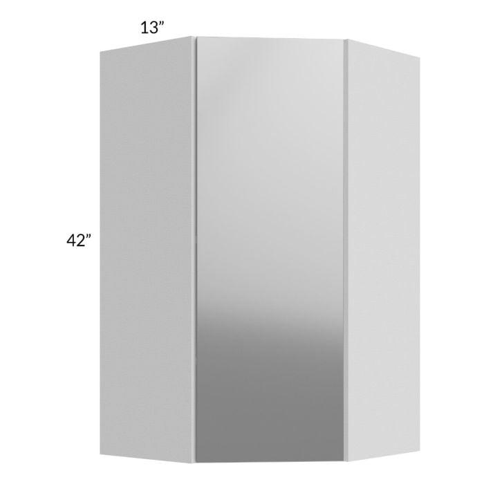 RTA Milan Grey Gloss 24" x 42" Diagonal Corner Wall Cabinet-Right Hinged with 2 Finished Sides