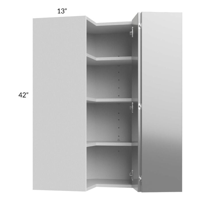 RTA Milan Grey Gloss 24" x 42" Square Corner Wall Cabinet-Left Hinged