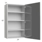 RTA Milan Grey Gloss 24" x 42" Wall Cabinet (1 door)-Left Hinged with 1 Finished Side