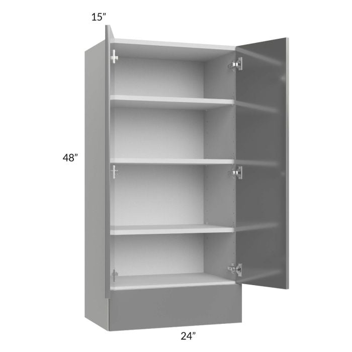 RTA Milan Grey Gloss 24" x 48" x 15" Wall Cabinet with Drawers and 2 Finished Sides