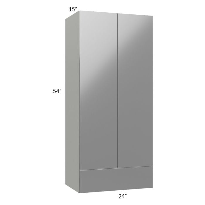 RTA Milan Grey Gloss 24" x 54" x 15" Wall Cabinet with Drawers and 2 Finished Sides