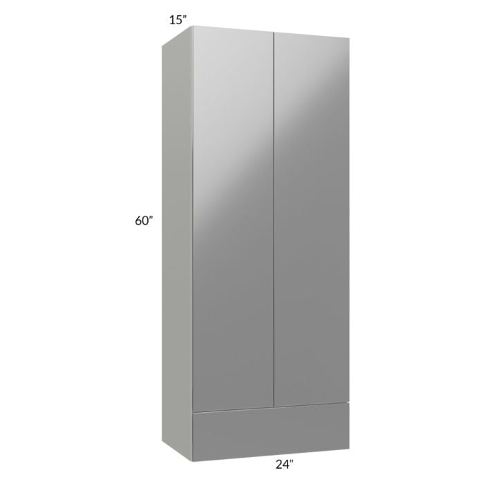 RTA Milan Grey Gloss 24" x 60" x 15" Wall Cabinet with Drawers and 1 Finished Side