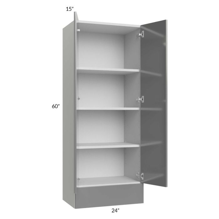 RTA Milan Grey Gloss 24" x 60" x 15" Wall Cabinet with Drawers and 2 Finished Sides