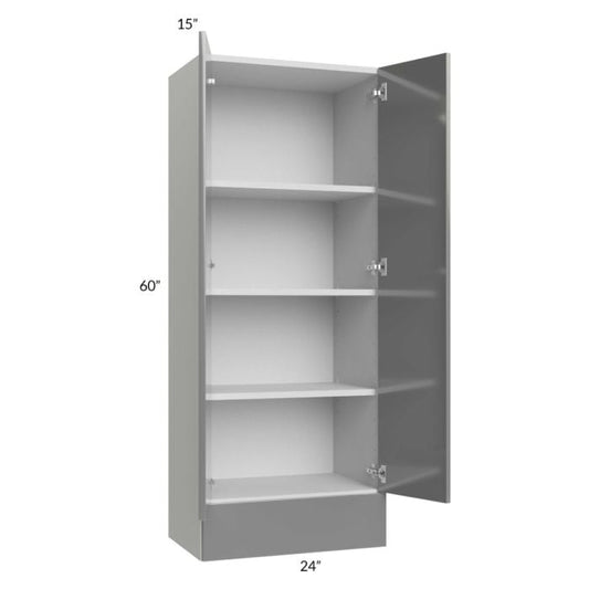 RTA Milan Grey Gloss 24" x 60" x 15" Wall Cabinet with Drawers and 2 Finished Sides