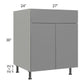 RTA Milan Grey Gloss 27" Base Cabinet with 2 Finished Sides and 1 Roll Out Tray