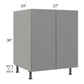 RTA Milan Grey Gloss 27" Full Height Door Base Cabinet with 2 Finished Sides and 1 Roll Out Tray