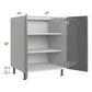 RTA Milan Grey Gloss 27" Full Height Door Base Cabinet with 2 Finished Sides and 2 Roll Out Trays