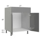 RTA Milan Grey Gloss 27" Sink Base Cabinet with 1 Finished Side and Sink Tilt-Out