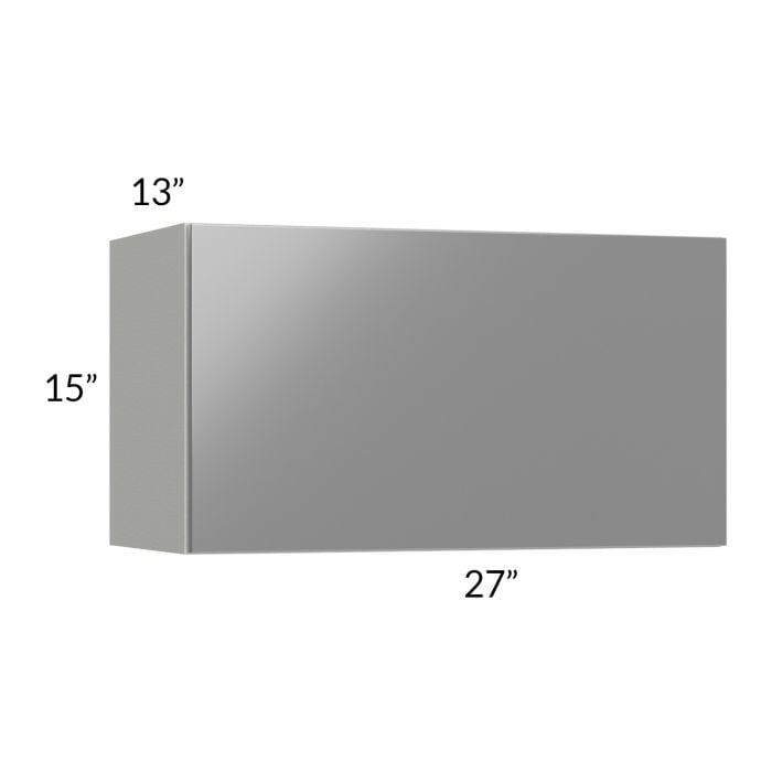 RTA Milan Grey Gloss 27" x 15" Lift-Up Door Wall Cabinet with 1 Finished Side