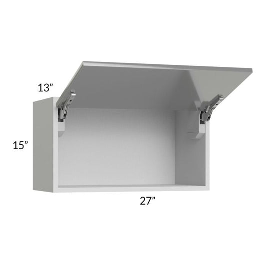 RTA Milan Grey Gloss 27" x 15" Lift-Up Door Wall Cabinet with 2 Finished Sides