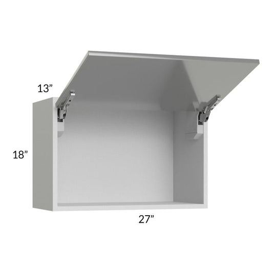 RTA Milan Grey Gloss 27" x 18" Lift-Up Door Wall Cabinet with 1 Finished Side