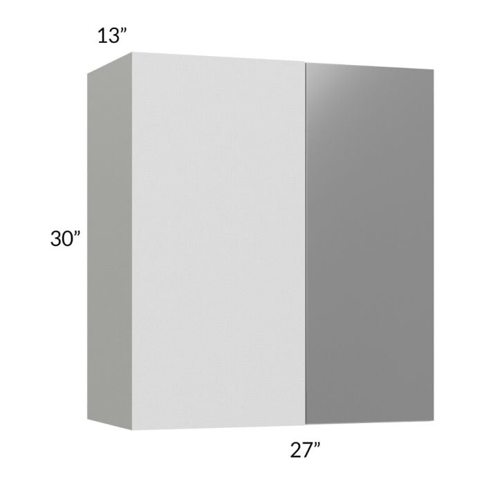 RTA Milan Grey Gloss 27" x 30" Blind Corner Wall Cabinet-Right-Hinged Door on Left