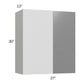 RTA Milan Grey Gloss 27" x 30" Blind Corner Wall Cabinet-Right-Hinged Door on Left with 2 Finished Sides