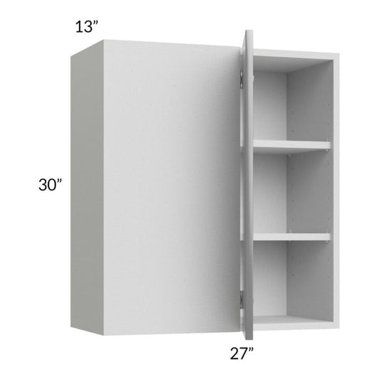 RTA Milan Grey Gloss 27" x 30" Blind Corner Wall Cabinet-Right-Hinged Door on Left with 2 Finished Sides